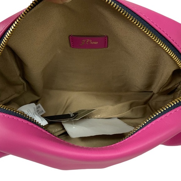 J. Crew Harper Mini Dopp Kit Toiletry Bag in Barbie Pink Italian Leather New - Picture 10 of 12